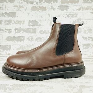 ASOS Brown & Black Leather Chunky Chelsea Ankle Boots F884